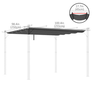 Retractable Replacement Pergola Canopy for 10' x 10' , Pergola Cover Replacement, Dark Grey