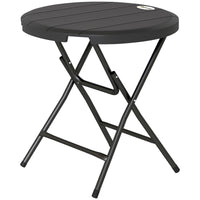 Foldable Round Patio Table for 4, Outdoor Dining Table with HDPE Tabletop and Steel Frame, Dark Grey