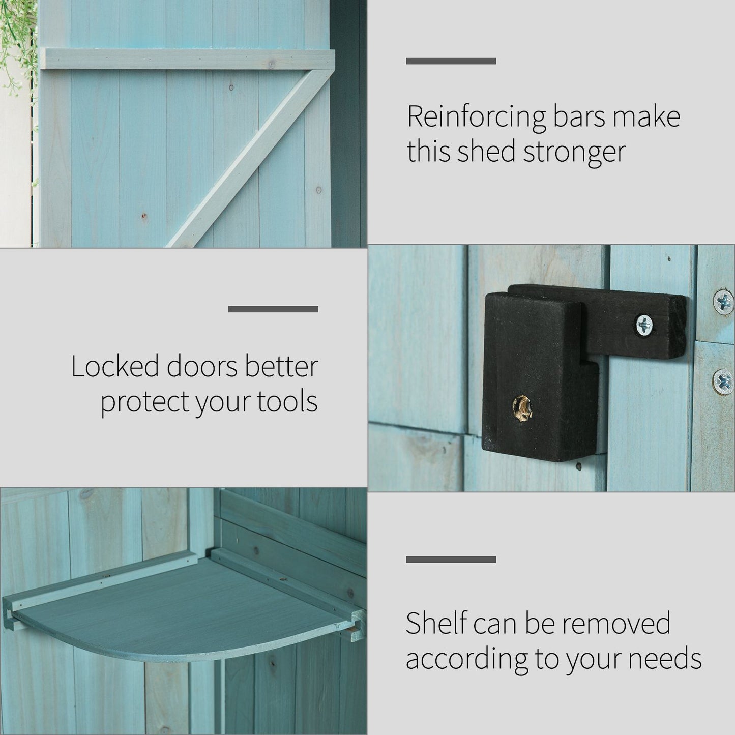 30" x 21" x 71" Garden Storage Shed, Outdoor Tool Utility Storage House with 3 Tier Shelves and Roof, Blue