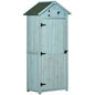 30" x 21" x 71" Garden Storage Shed, Outdoor Tool Utility Storage House with 3 Tier Shelves and Roof, Blue