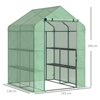 56" x 54" x 74" Walk-in Greenhouse Portable Garden Plant Flower Seed Warm House with 8 Shelves Outdoor Plant Growth Hot House PE Cover Green