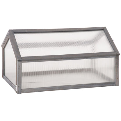 Wooden Cold Frame Greenhouse Garden Portable Raised Planter with Openable Top for Indoor, Outdoor, Flowers, Vegetables, Plants, 35.5" x 20.5" x 19.5", Grey