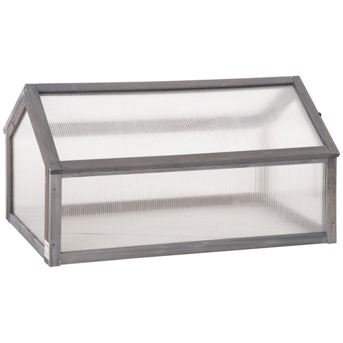 Wooden Cold Frame Greenhouse Garden Portable Raised Planter with Openable Top for Indoor, Outdoor, Flowers, Vegetables, Plants, 35.5" x 20.5" x 19.5", Grey
