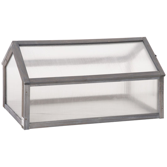 Wooden Cold Frame Greenhouse Garden Portable Raised Planter with Openable Top for Indoor, Outdoor, Flowers, Vegetables, Plants, 35.5" x 20.5" x 19.5", Grey