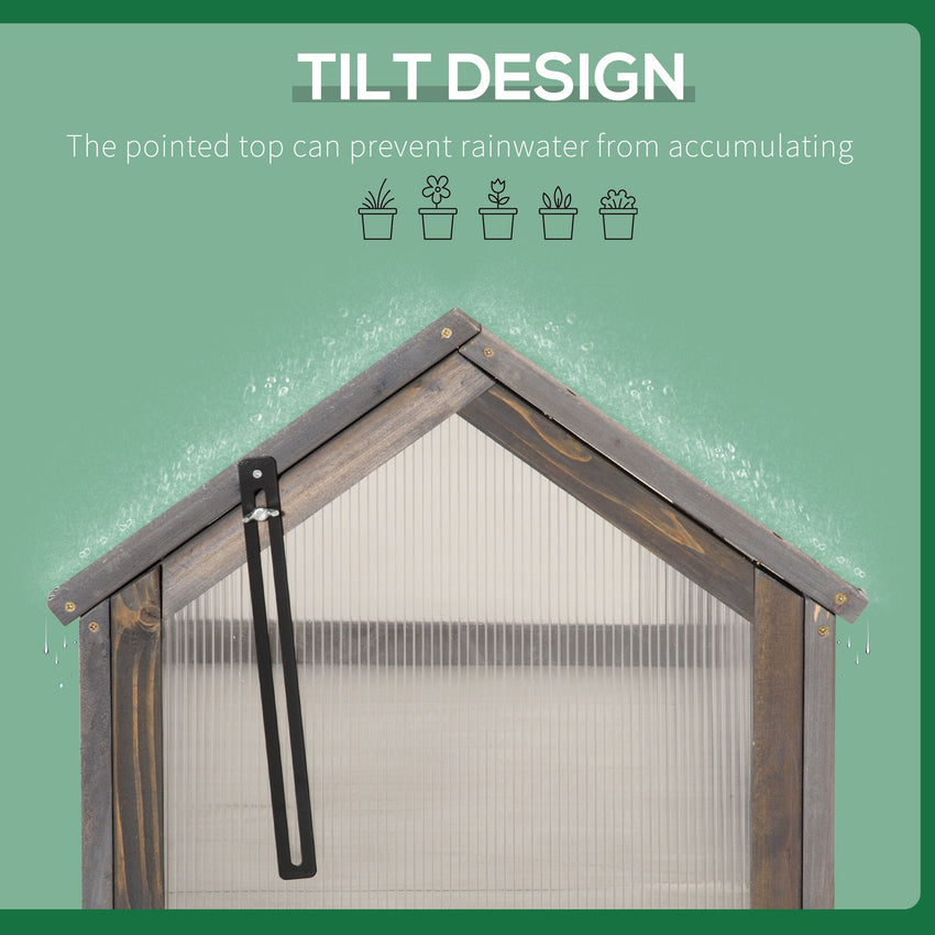 Wooden Cold Frame Greenhouse Garden Portable Raised Planter with Openable Top for Indoor, Outdoor, Flowers, Vegetables, Plants, 35.5" x 20.5" x 19.5", Grey