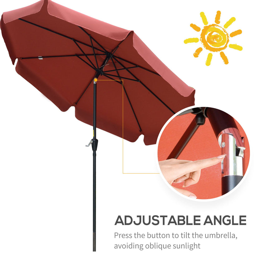 8.5 ft Outdoor Market Table Umbrella, Round Patio Umbrella with Tilt and Crank for Garden, Backyard, Deck, Wine Red