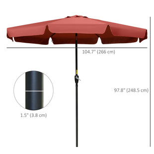 8.5 ft Outdoor Market Table Umbrella, Round Patio Umbrella with Tilt and Crank for Garden, Backyard, Deck, Wine Red