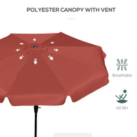 8.5 ft Outdoor Market Table Umbrella, Round Patio Umbrella with Tilt and Crank for Garden, Backyard, Deck, Wine Red