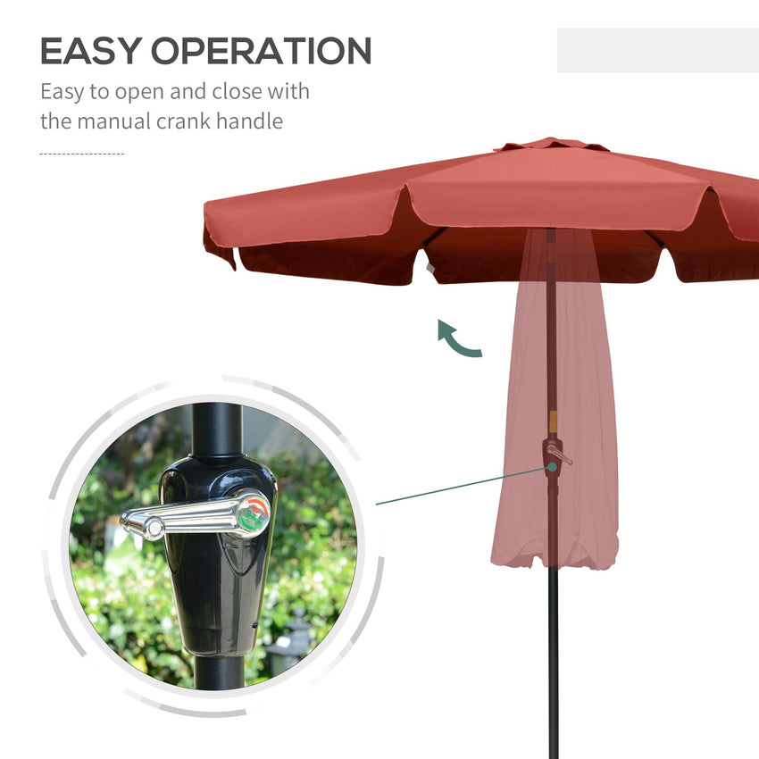 8.5 ft Outdoor Market Table Umbrella, Round Patio Umbrella with Tilt and Crank for Garden, Backyard, Deck, Wine Red