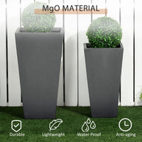 Set of 2 Tall Planters with Drainage Holes, 22" / 18" Outdoor Flower Pots for Patio, Yard, Garden, Grey