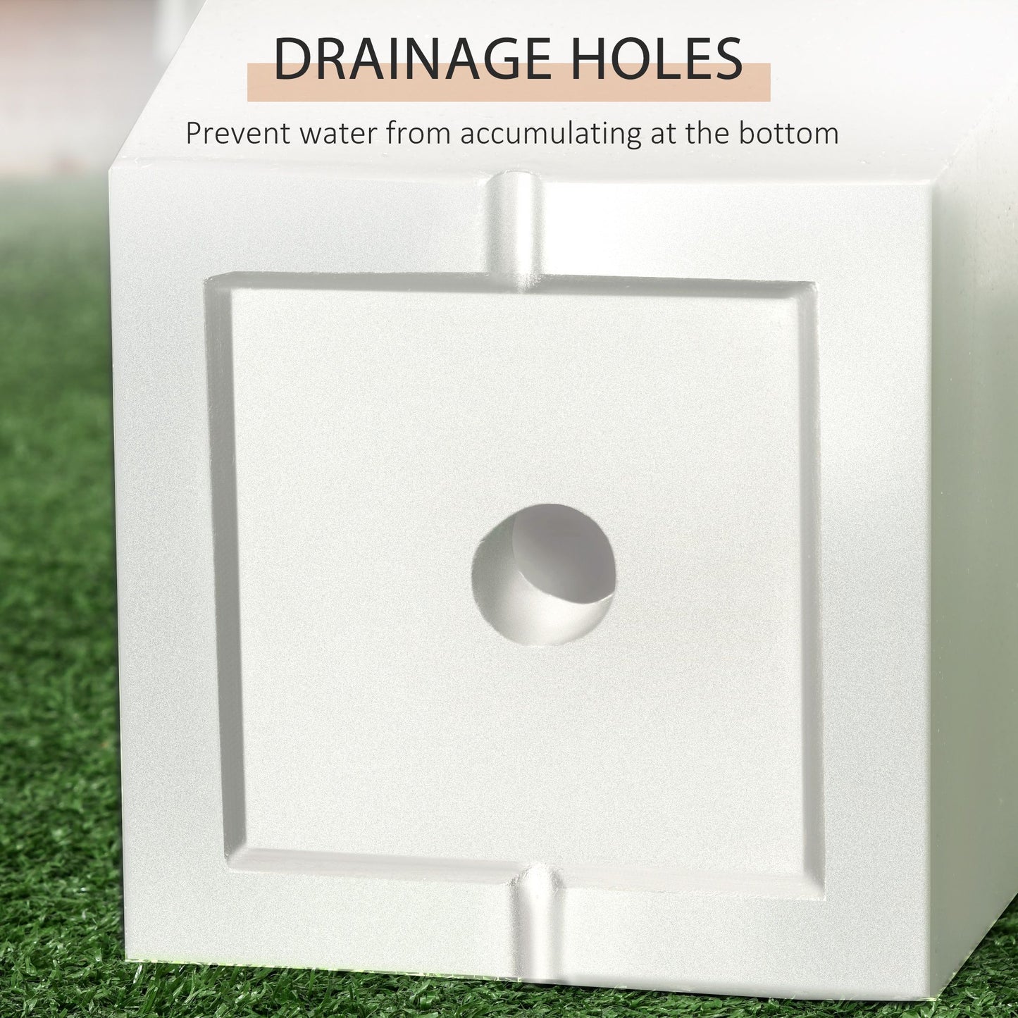 Set of 2 Tall Planters with Drainage Holes, 22" / 18" Outdoor Flower Pots for Patio, Yard, Garden, White