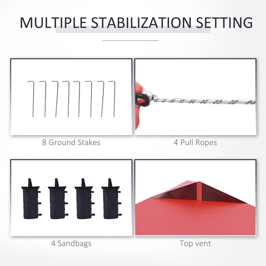 10' x 10' Pop Up Canopy Tent, Instant Sun Shelter, Tents for Parties, with Wheeled Carry Bag, for Outdoor, Garden, Patio, Red