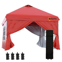 10' x 10' Pop Up Canopy Tent, Instant Sun Shelter, Tents for Parties, with Wheeled Carry Bag, for Outdoor, Garden, Patio, Red