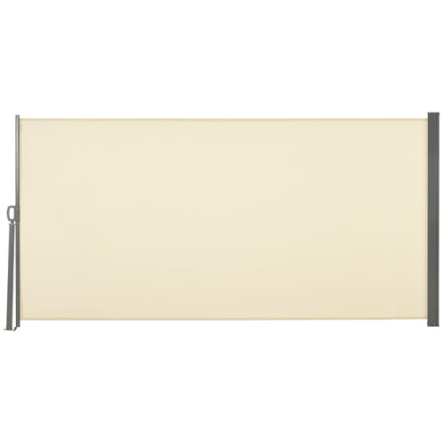 118" x 63" Retractable Side Awning Patio Outdoor Folding Privacy Screen with Resistance to UV Rays & Wind, Cream White