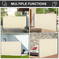 118" x 63" Retractable Side Awning Patio Outdoor Folding Privacy Screen with Resistance to UV Rays & Wind, Cream White