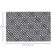 Reversible Outdoor RV Rug, Patio Floor Mat, 6' x 9' Plastic Straw Rug for Backyard, Deck, Beach, Camping, Black & White