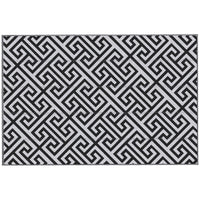 Reversible Outdoor RV Rug, Patio Floor Mat, 6' x 9' Plastic Straw Rug for Backyard, Deck, Beach, Camping, Black & White