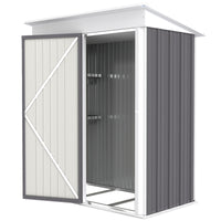 Outdoor Storage Shed, Steel Lean-to Shed with Adjustable Shelf, Lock, Gloves, 5'x3'x6', Grey