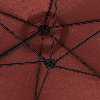 8.5FT Offset Patio Umbrella with 360° Rotation, Outdoor Cantilever Roma Parasol Hanging Sun Shade Canopy Shelter with Cross Base, Wine Red
