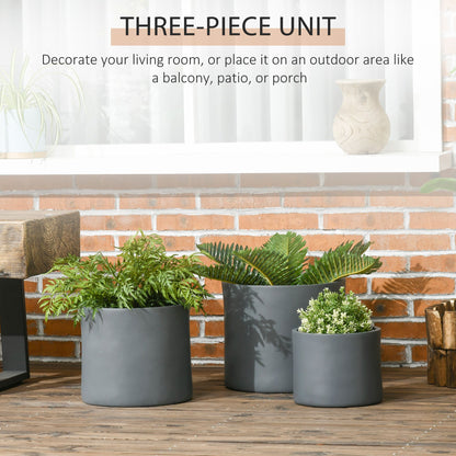 Set of 3 Outdoor Planter Set, 13/11.5/9 in, Flower Pots with Drainage Holes, Outdoor Plant Pots for Patio, Yard, Garden