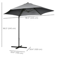 8.5FT Outdoor Cantilever Roma Parasol with 360° Rotation and Cross Base, Offset Patio Umbrella for Garden, Dark Grey