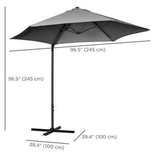 8.5FT Outdoor Cantilever Roma Parasol with 360° Rotation and Cross Base, Offset Patio Umbrella for Garden, Dark Grey