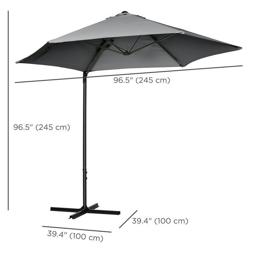 8.5FT Outdoor Cantilever Roma Parasol with 360° Rotation and Cross Base, Offset Patio Umbrella for Garden, Dark Grey