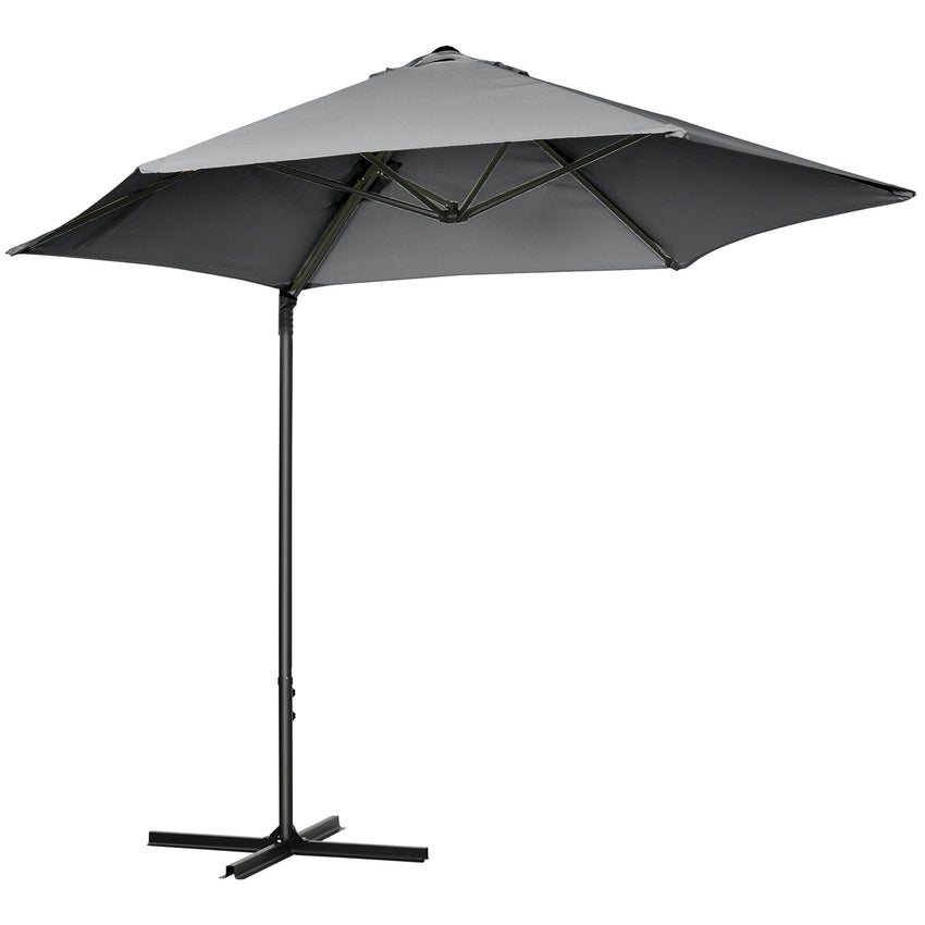8.5FT Outdoor Cantilever Roma Parasol with 360° Rotation and Cross Base, Offset Patio Umbrella for Garden, Dark Grey
