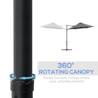 8.5FT Outdoor Cantilever Roma Parasol with 360° Rotation and Cross Base, Offset Patio Umbrella for Garden, Dark Grey