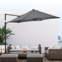 8.5FT Outdoor Cantilever Roma Parasol with 360° Rotation and Cross Base, Offset Patio Umbrella for Garden, Dark Grey