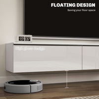 Wall Mounted TV Stand, Floating TV Cabinet for up to 70" TVs with Storage, High Gloss Effect, White