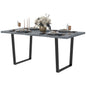 63" Kitchen Table, Industrial Dining Table with Wave-edged Tabletop and Steel Legs for Up to 6 People, Cement Grey