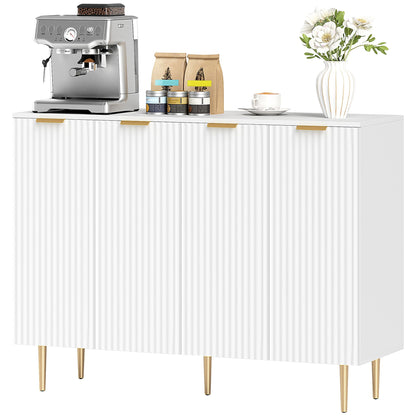Modern Kitchen Storage Cabinet, Sideboard Buffet Cabinet with Adjustable Shelves for Kitchen Hallway, White