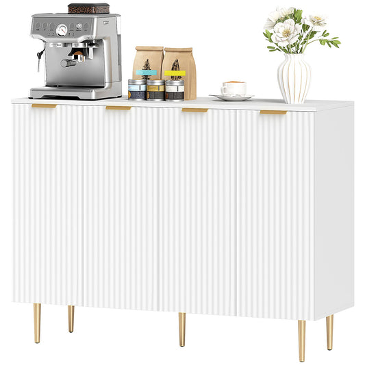 Modern Kitchen Storage Cabinet, Sideboard Buffet Cabinet with Adjustable Shelves for Kitchen Hallway, White
