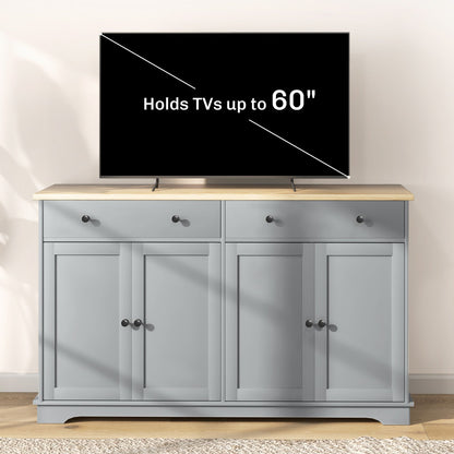 Modern Sideboard, Buffet Cabinet with Storage Drawers, Adjustable Shelves for Living Room, Dining Room, Entryway, Grey