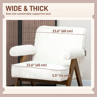 Cashmere Accent Chair Armchair with Wide Seat and Soft Padded Armrests for Reading, Bedroom, Cream White