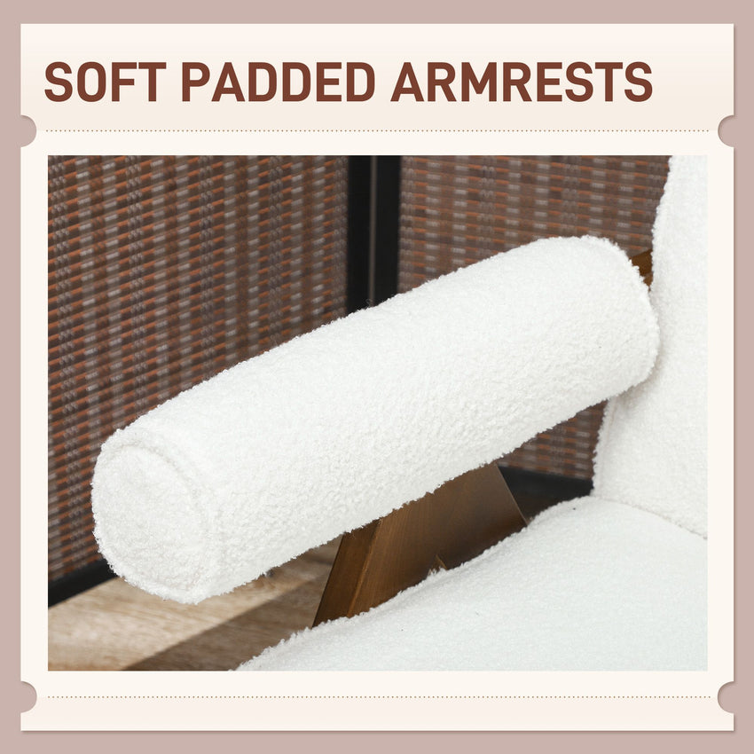 Cashmere Accent Chair Armchair with Wide Seat and Soft Padded Armrests for Reading, Bedroom, Cream White