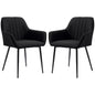 Dining Chairs Set of 2, Upholstered Linen Fabric Accent Chairs with Metal Legs, Black