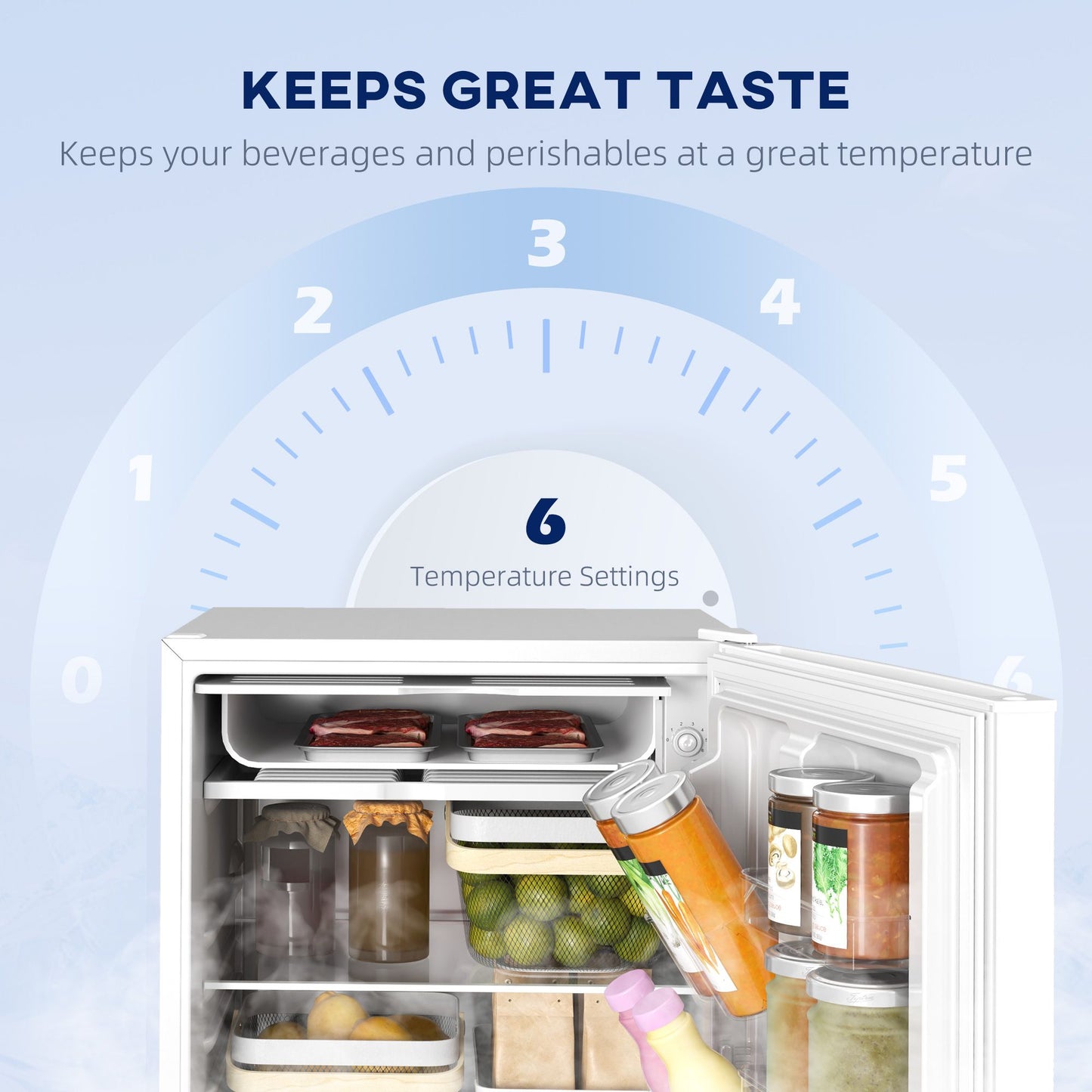 4.5 Cu Ft Mini Fridge with Freezer, Wheels, Single Door Refrigerator, Adjustable Thermostat, Reversible Door, White