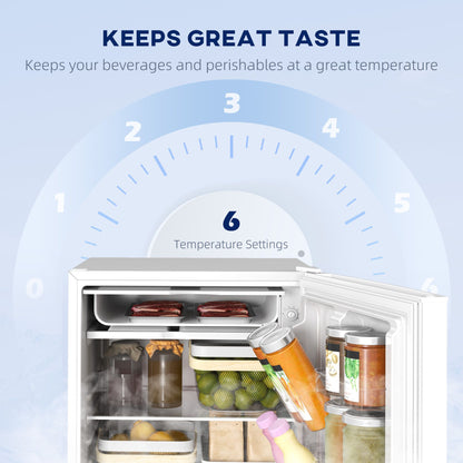 4.5 Cu Ft Mini Fridge with Freezer, Wheels, Single Door Refrigerator, Adjustable Thermostat, Reversible Door, White