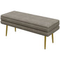 End of Bed Bench, Velvet-feel Upholstered Bench with Thick Padded Seat and Steel Legs, Modern Bedroom Bench, Beige