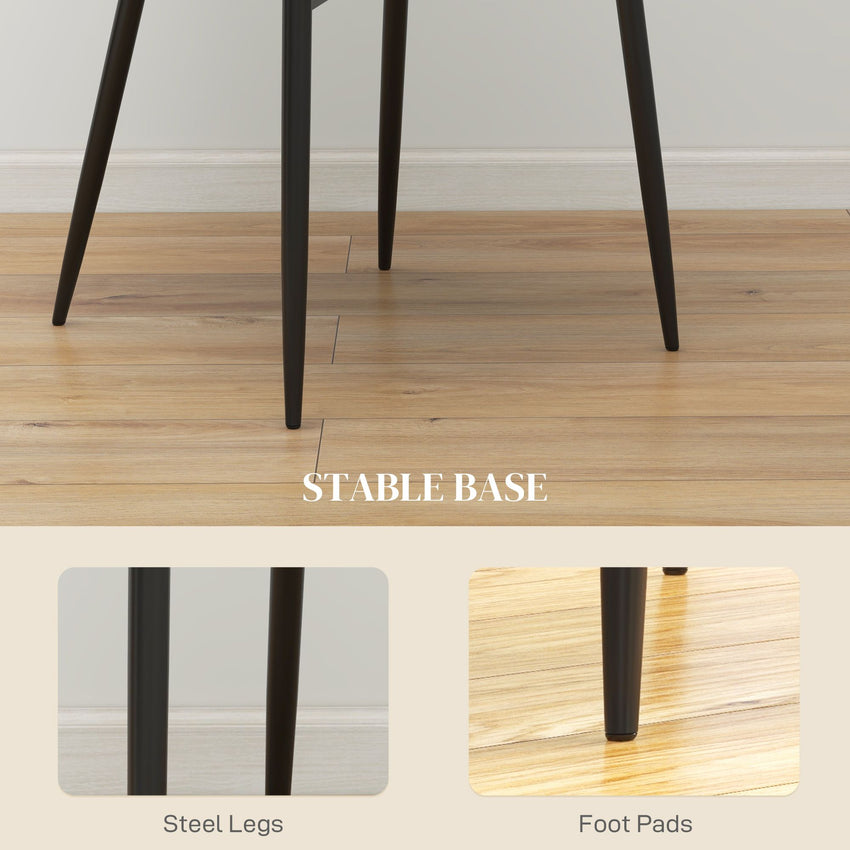 Upholstered Kitchen Chairs, Modern Dining Chairs Set of 2 with Diamond Tufting and Steel Legs for Dining Room, Khaki