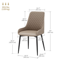 Upholstered Kitchen Chairs, Modern Dining Chairs Set of 2 with Diamond Tufting and Steel Legs for Dining Room, Khaki