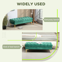 End of Bed Bench, Upholstered Bench, Entryway Shoe Bench with Button Tufted for Living Room, Bedroom, Dark Green