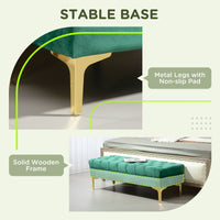 End of Bed Bench, Upholstered Bench, Entryway Shoe Bench with Button Tufted for Living Room, Bedroom, Dark Green