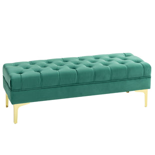 End of Bed Bench, Upholstered Bench, Entryway Shoe Bench with Button Tufted for Living Room, Bedroom, Dark Green