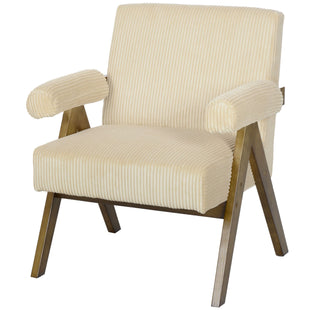 Corduroy Accent Chair Armchair with Wide Seat and Soft Padded Armrests for Reading, Bedroom, Beige