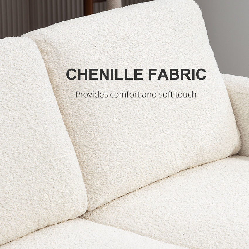 54.3" Loveseat Sofa, 2 Seater Sofa with Removable Cushions, Small Couch with Wood Frame for Living Room, Cream White