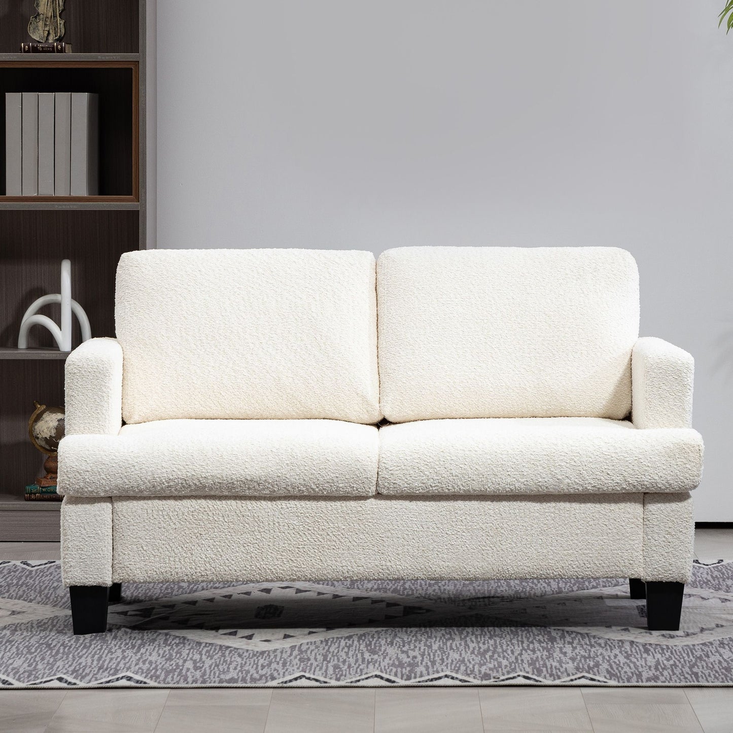 54.3" Loveseat Sofa, 2 Seater Sofa with Removable Cushions, Small Couch with Wood Frame for Living Room, Cream White