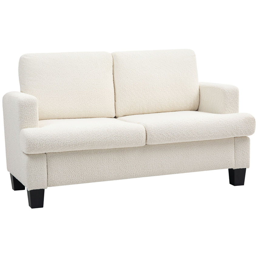 54.3" Loveseat Sofa, 2 Seater Sofa with Removable Cushions, Small Couch with Wood Frame for Living Room, Cream White